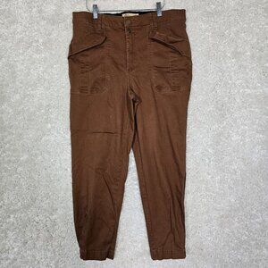 Democracy Womens Stretch Utility High‎ Rise Ankle Pants Brown Size 14 Casual